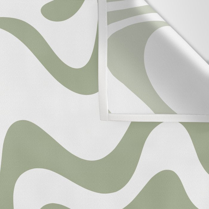 Liquid Swirl Retro Abstract Pattern in White and Sage Wall Tapestry Gallery Image 3