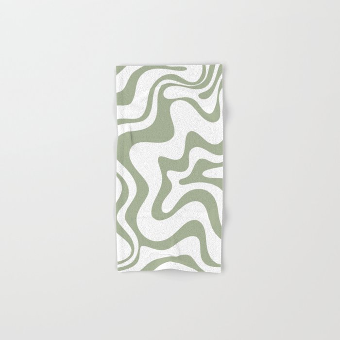 Liquid Swirl Retro Abstract Pattern in White and Sage Bath Towel Gallery Image 1