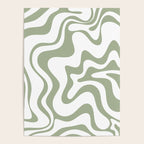 Liquid Swirl Retro Abstract Pattern in White and Sage Poster Gallery Image 4
