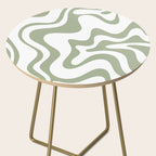 Liquid Swirl Retro Abstract Pattern in White and Sage Side Table Gallery Image 2