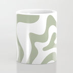 Liquid Swirl Retro Abstract Pattern in White and Sage Coffee Mug Gallery Image 4