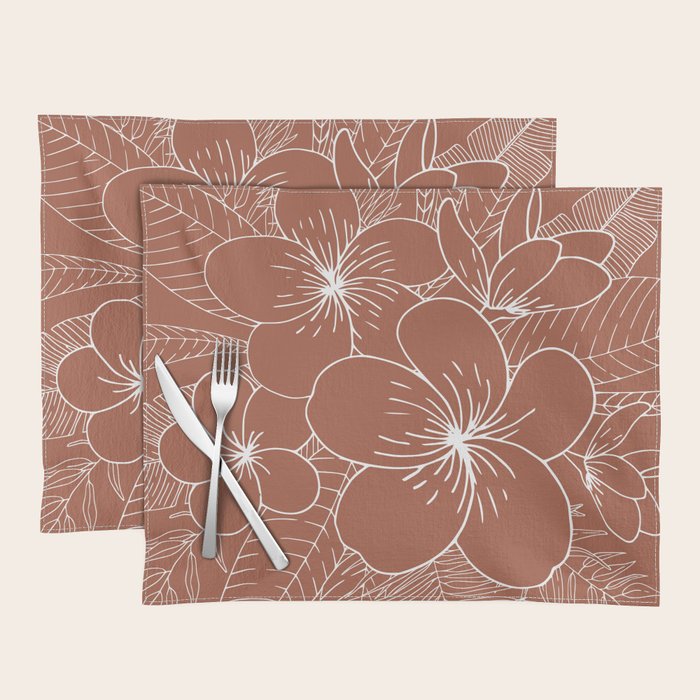 Tropical, Hibiscus, Floral Prints, Boho Wall Art Placemat Gallery Image 1
