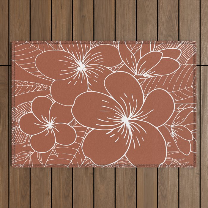 Tropical, Hibiscus, Floral Prints, Boho Wall Art Outdoor Rug Gallery Image 1