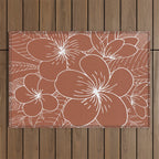 Tropical, Hibiscus, Floral Prints, Boho Wall Art Outdoor Rug Gallery Image 1