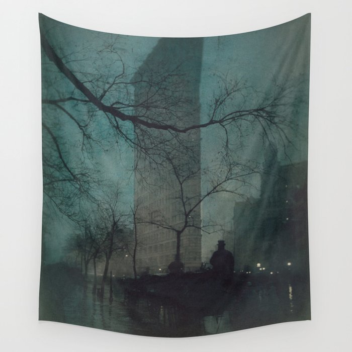 The Flatiron building New York twilight blue dreamscape photograph by Edward Steichen Wall Tapestry Gallery Image 4