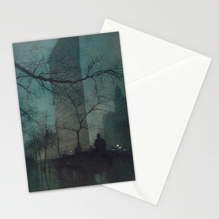 The Flatiron building New York twilight blue dreamscape photograph by Edward Steichen Stationery Card Gallery Image 2