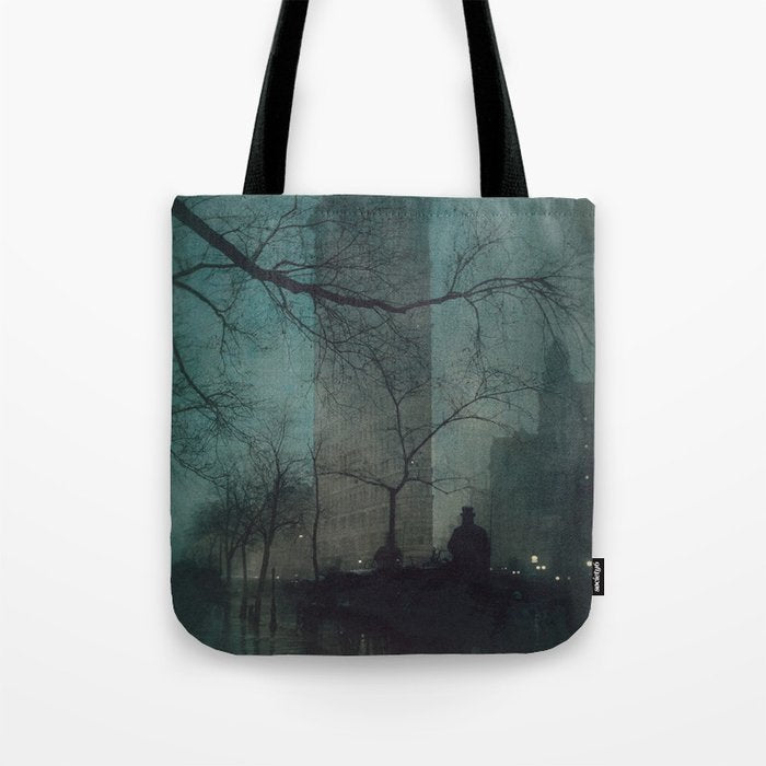 The Flatiron building New York twilight blue dreamscape photograph by Edward Steichen Tote Bag Gallery Image 1