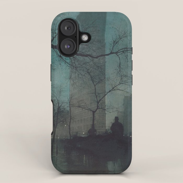 The Flatiron building New York twilight blue dreamscape photograph by Edward Steichen iPhone Case Gallery Image 1