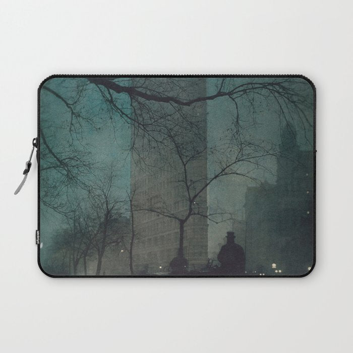The Flatiron building New York twilight blue dreamscape photograph by Edward Steichen Laptop Sleeve Gallery Image 1