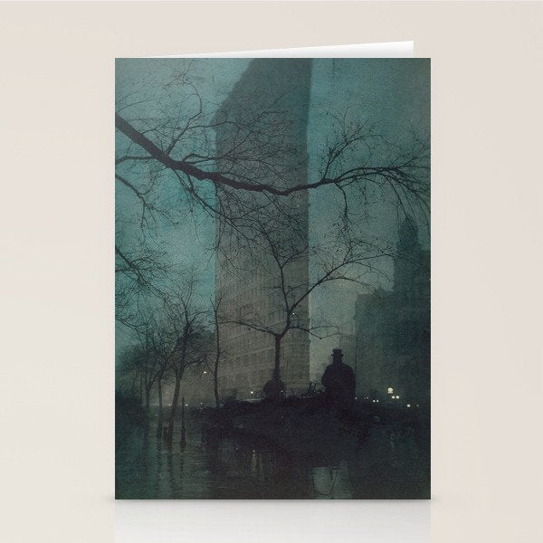 The Flatiron building New York twilight blue dreamscape photograph by Edward Steichen Stationery Card Gallery Image 2