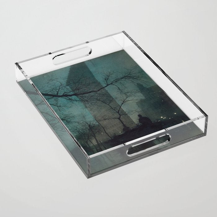 The Flatiron building New York twilight blue dreamscape photograph by Edward Steichen Acrylic Tray Gallery Image 1