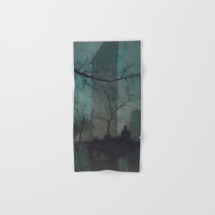 The Flatiron building New York twilight blue dreamscape photograph by Edward Steichen Bath Towel Gallery Image 1