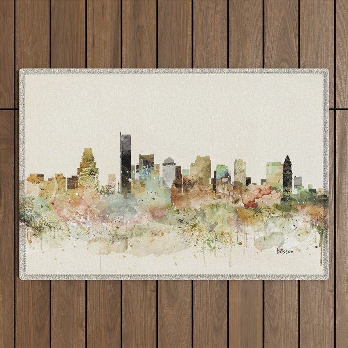 Boston Massachusetts skyline Outdoor Rug Gallery Image 1