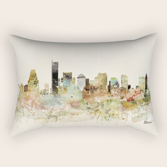 Boston Massachusetts skyline Rectangular Pillow Gallery Image 1
