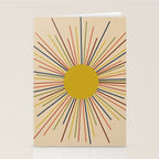 Mid-Century Modern Sunburst - Minimalist Abstract Sun in Mid Mod Mustard, Orange, Olive, Blue, and Beige Stationery Card Gallery Image 2