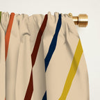 Mid-Century Modern Sunburst - Minimalist Abstract Sun in Mid Mod Mustard, Orange, Olive, Blue, and Beige Window Curtain Gallery Image 2