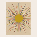 Mid-Century Modern Sunburst - Minimalist Abstract Sun in Mid Mod Mustard, Orange, Olive, Blue, and Beige Poster Gallery Image 4