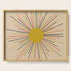 Mid-Century Modern Sunburst - Minimalist Abstract Sun in Mid Mod Mustard, Orange, Olive, Blue, and Beige Serving Tray Gallery Image 1