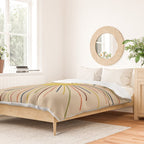 Mid-Century Modern Sunburst - Minimalist Abstract Sun in Mid Mod Mustard, Orange, Olive, Blue, and Beige Duvet Cover Gallery Image 2
