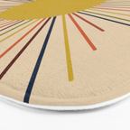 Mid-Century Modern Sunburst - Minimalist Abstract Sun in Mid Mod Mustard, Orange, Olive, Blue, and Beige Bath Mat Gallery Image 3