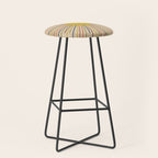 Mid-Century Modern Sunburst - Minimalist Abstract Sun in Mid Mod Mustard, Orange, Olive, Blue, and Beige Stool Gallery Image 1