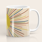 Mid-Century Modern Sunburst - Minimalist Abstract Sun in Mid Mod Mustard, Orange, Olive, Blue, and Beige Coffee Mug Gallery Image 1