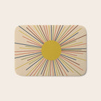 Mid-Century Modern Sunburst - Minimalist Abstract Sun in Mid Mod Mustard, Orange, Olive, Blue, and Beige Bath Mat Gallery Image 1