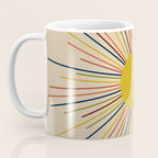 Mid-Century Modern Sunburst - Minimalist Abstract Sun in Mid Mod Mustard, Orange, Olive, Blue, and Beige Coffee Mug Gallery Image 3