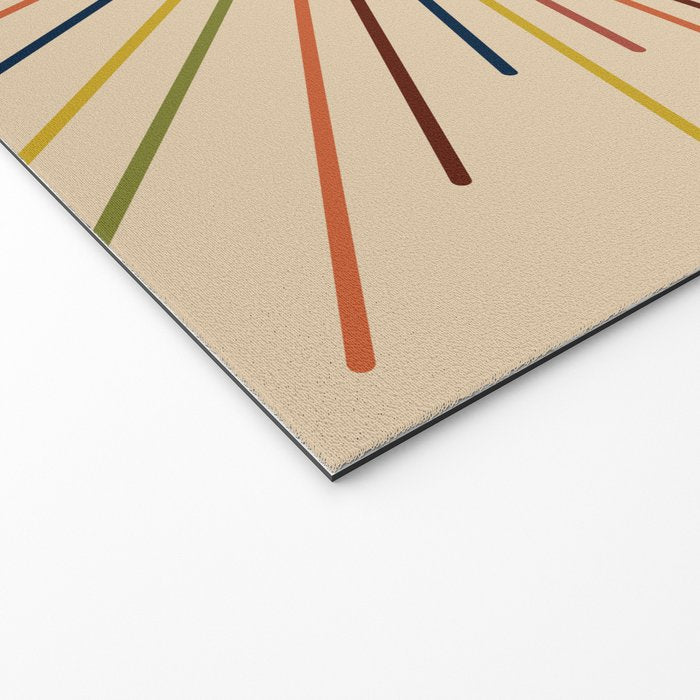 Mid-Century Modern Sunburst - Minimalist Abstract Sun in Mid Mod Mustard, Orange, Olive, Blue, and Beige Welcome Mat Gallery Image 2