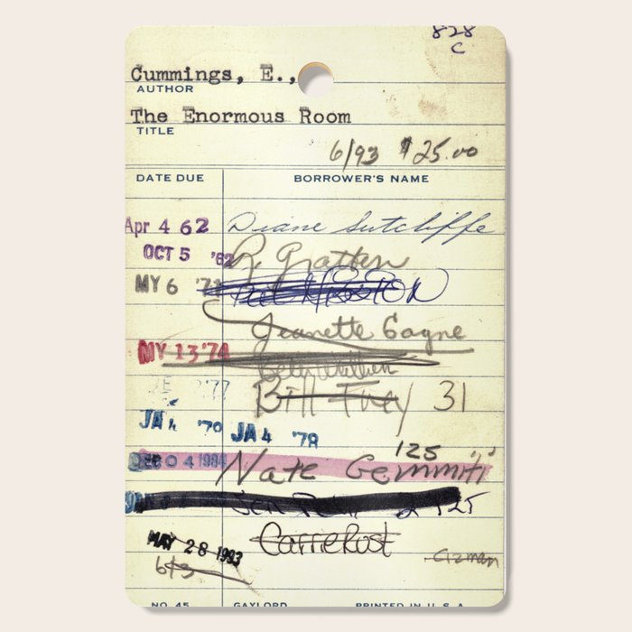 Library Card 828 The Enormous Room Cutting Board Gallery Image 1