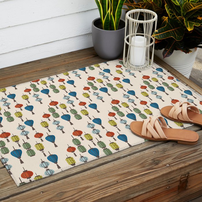 Colorful Lantern Pattern Outdoor Rug Gallery Image 2