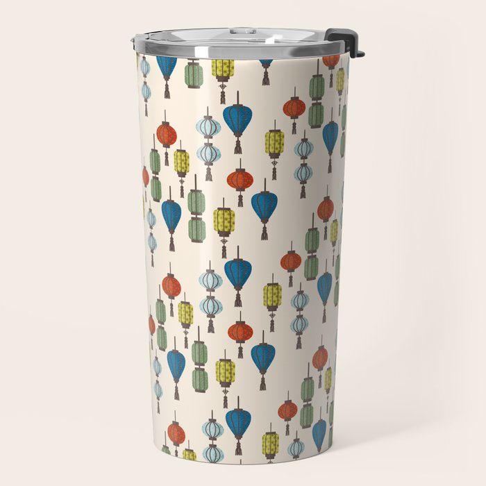 Colorful Lantern Pattern Travel Mug Gallery Image 2