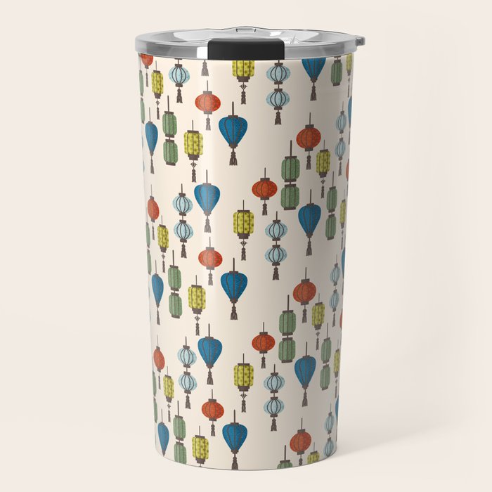 Colorful Lantern Pattern Travel Mug Gallery Image 1