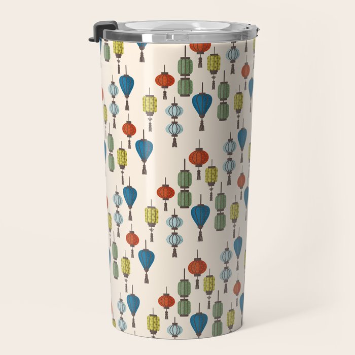 Colorful Lantern Pattern Travel Mug Gallery Image 3