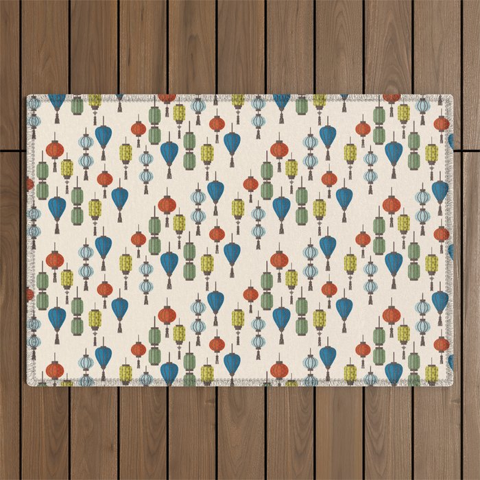 Colorful Lantern Pattern Outdoor Rug Gallery Image 1