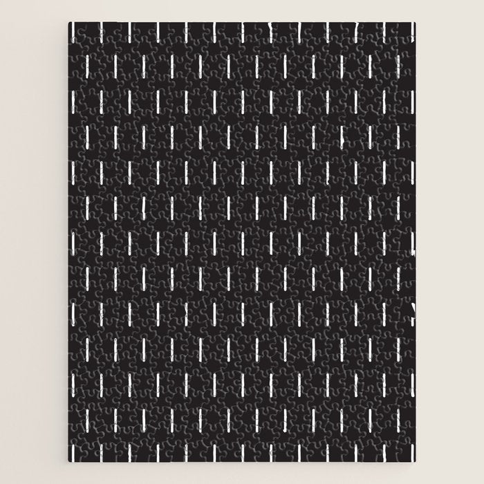Modern Boho Minimal Pattern, Black and White Jigsaw Puzzle Gallery Image 1