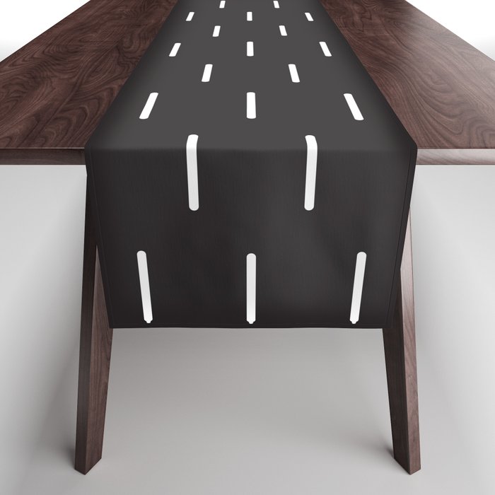 Modern Boho Minimal Pattern, Black and White Table Runner Gallery Image 1