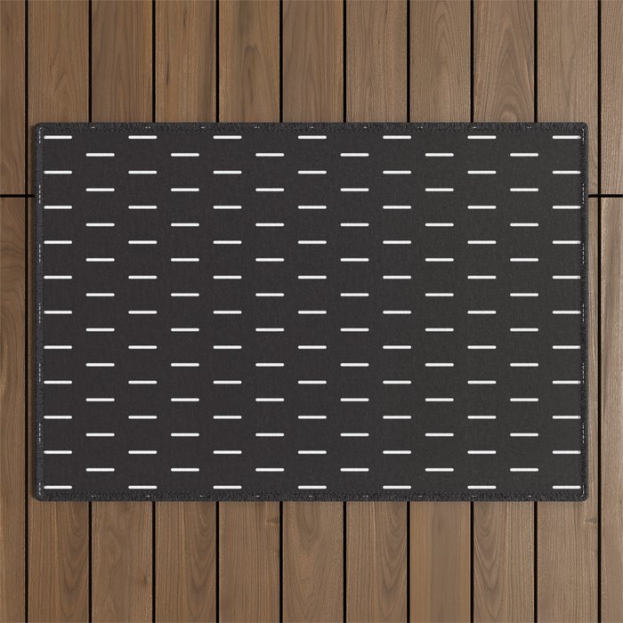 Modern Boho Minimal Pattern, Black and White Outdoor Rug Gallery Image 1