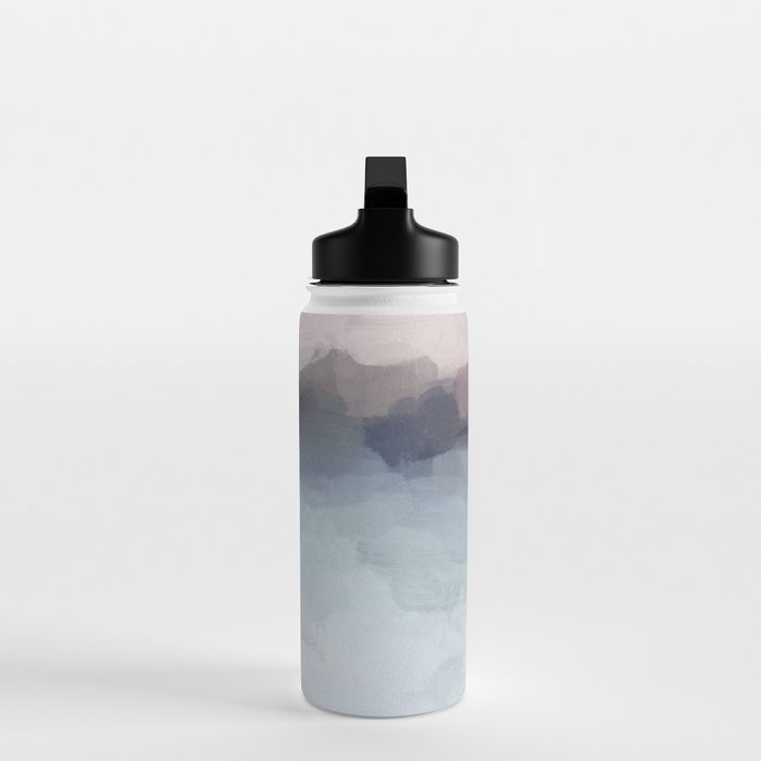 Blushing Seas - Pink Mauve Purple Navy Light Blue Abstract Painting Modern Ocean Waves Horizon Water Bottle Gallery Image 3