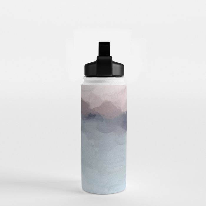 Blushing Seas - Pink Mauve Purple Navy Light Blue Abstract Painting Modern Ocean Waves Horizon Water Bottle Gallery Image 2