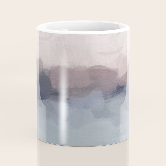 Blushing Seas - Pink Mauve Purple Navy Light Blue Abstract Painting Modern Ocean Waves Horizon Coffee Mug Gallery Image 4