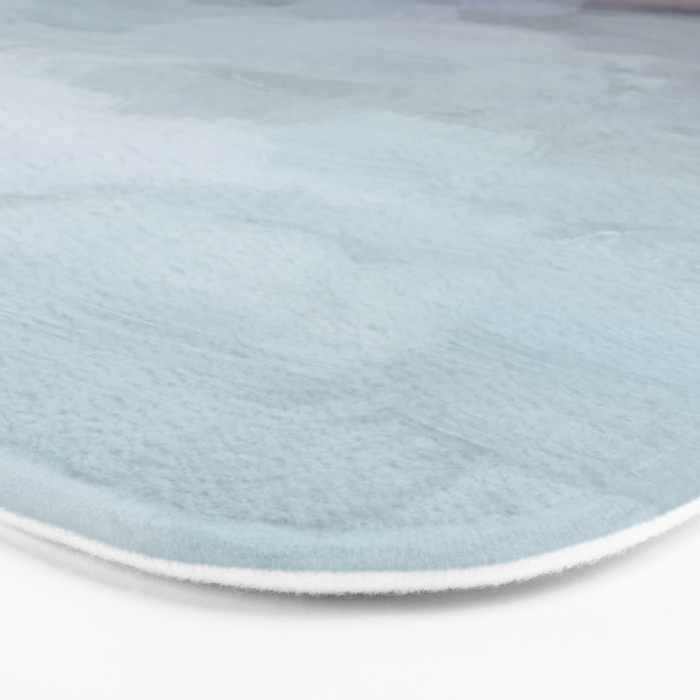 Blushing Seas - Pink Mauve Purple Navy Light Blue Abstract Painting Modern Ocean Waves Horizon Bath Mat Gallery Image 3