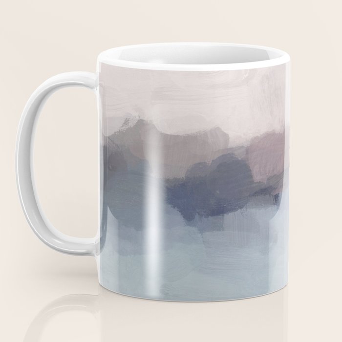 Blushing Seas - Pink Mauve Purple Navy Light Blue Abstract Painting Modern Ocean Waves Horizon Coffee Mug Gallery Image 3