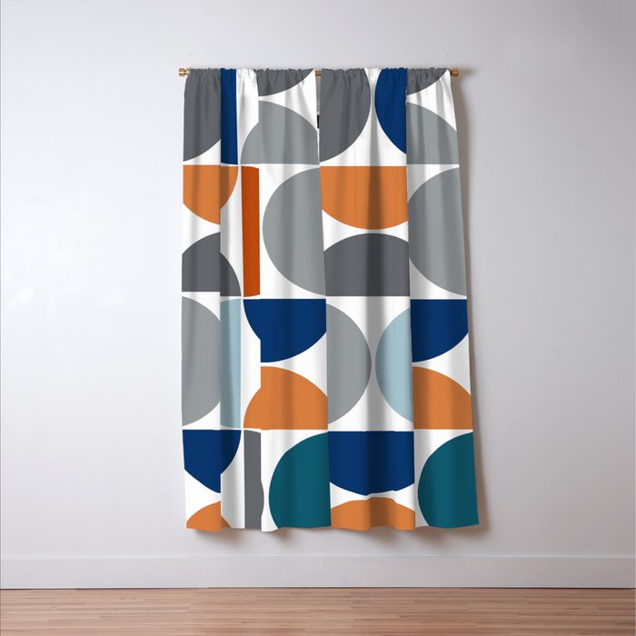 Mid century modern geometric Colorful 1 Window Curtain Gallery Image 3