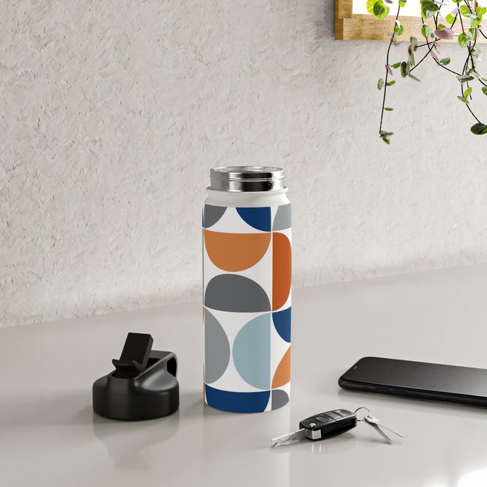 Mid century modern geometric Colorful 1 Water Bottle Gallery Image 4