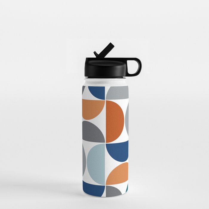 Mid century modern geometric Colorful 1 Water Bottle Gallery Image 1