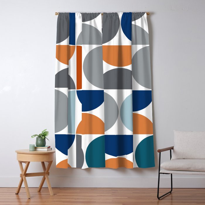 Mid century modern geometric Colorful 1 Window Curtain Gallery Image 1