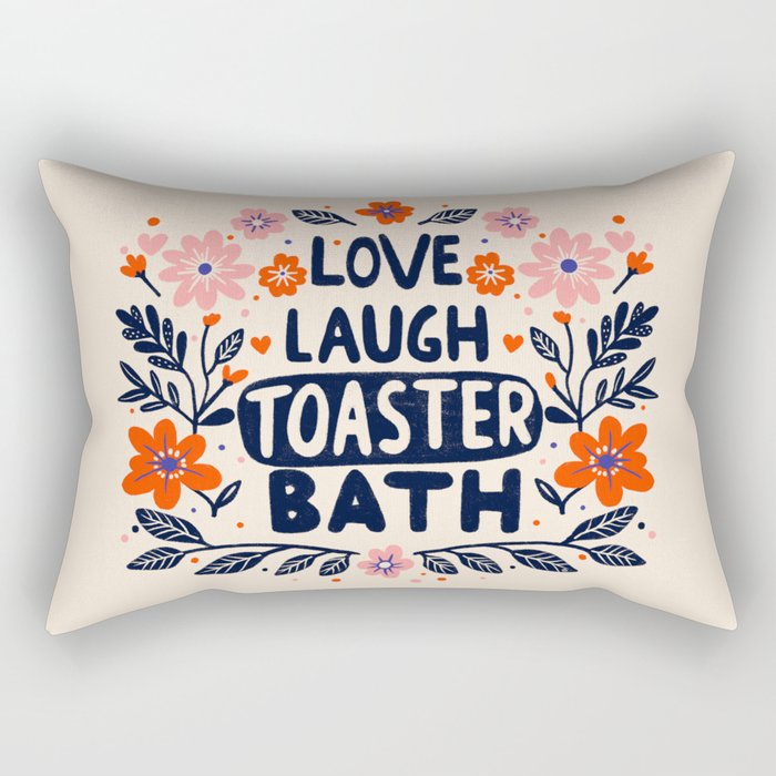 Love Laugh Toaster Bath Rectangular Pillow Gallery Image 1