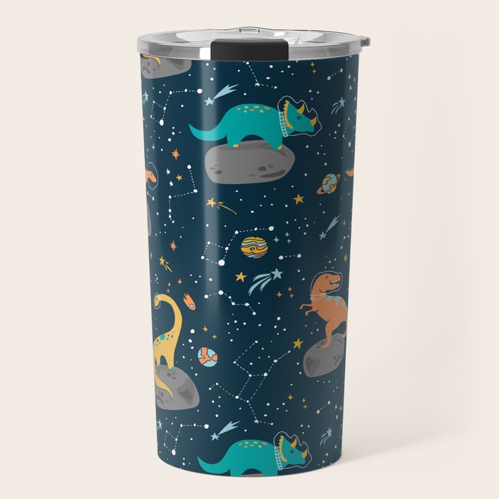 Dinosaurs Floating on an Asteroid Travel Mug Gallery Image 1