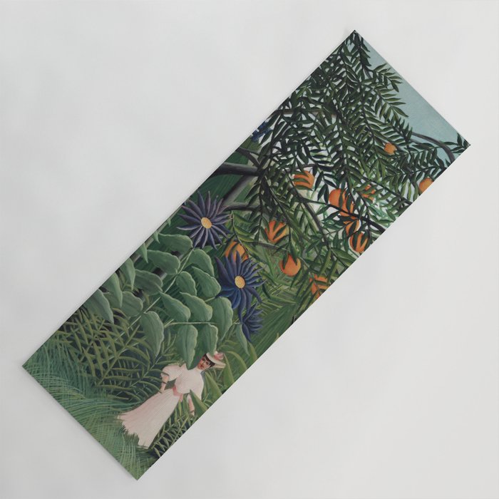 Woman Walking in an Exotic Forest (Femme se promenant dans une foreÌt exotique) (1905) by Henri Rousseau.  Yoga Mat Gallery Image 1